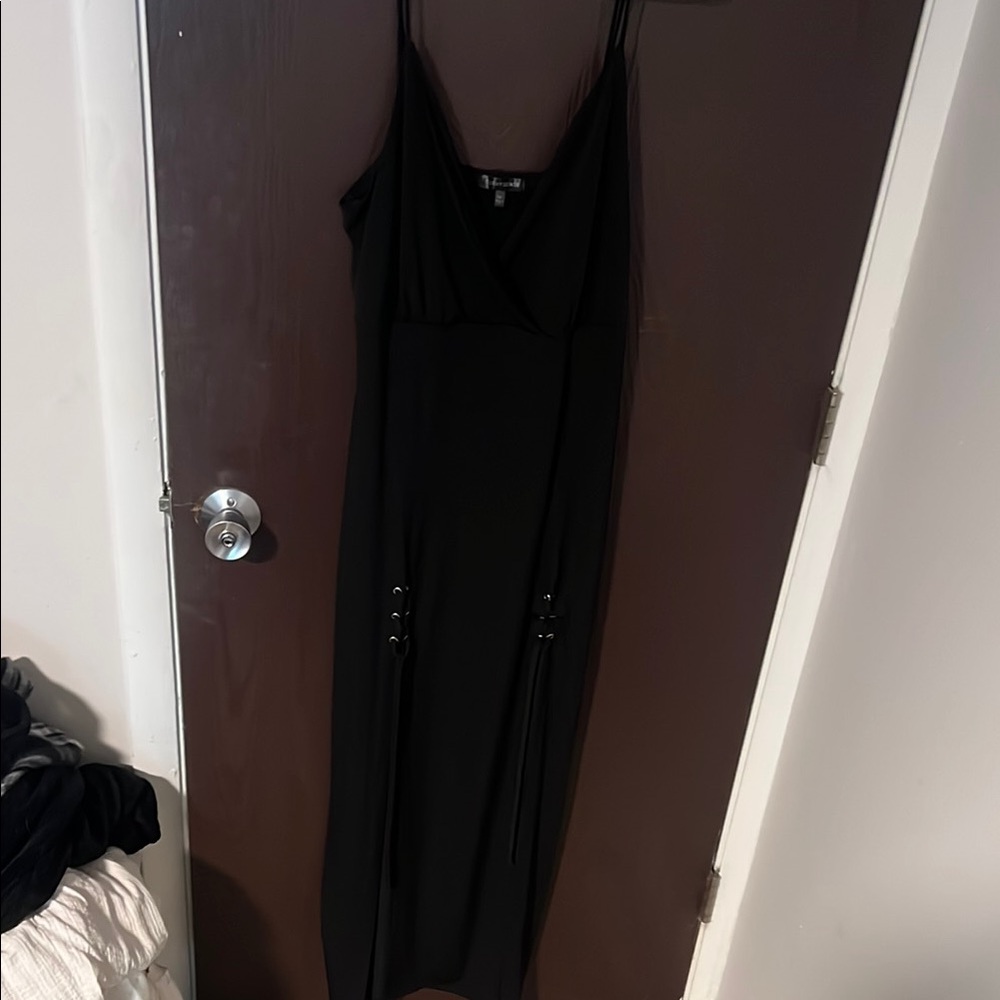Black Maxi Dress with tie up slits